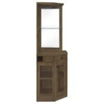 ALVISO 1-DRAWER CORNER HOME BAR WINE CABINET RUSTIC OAK - Image 9