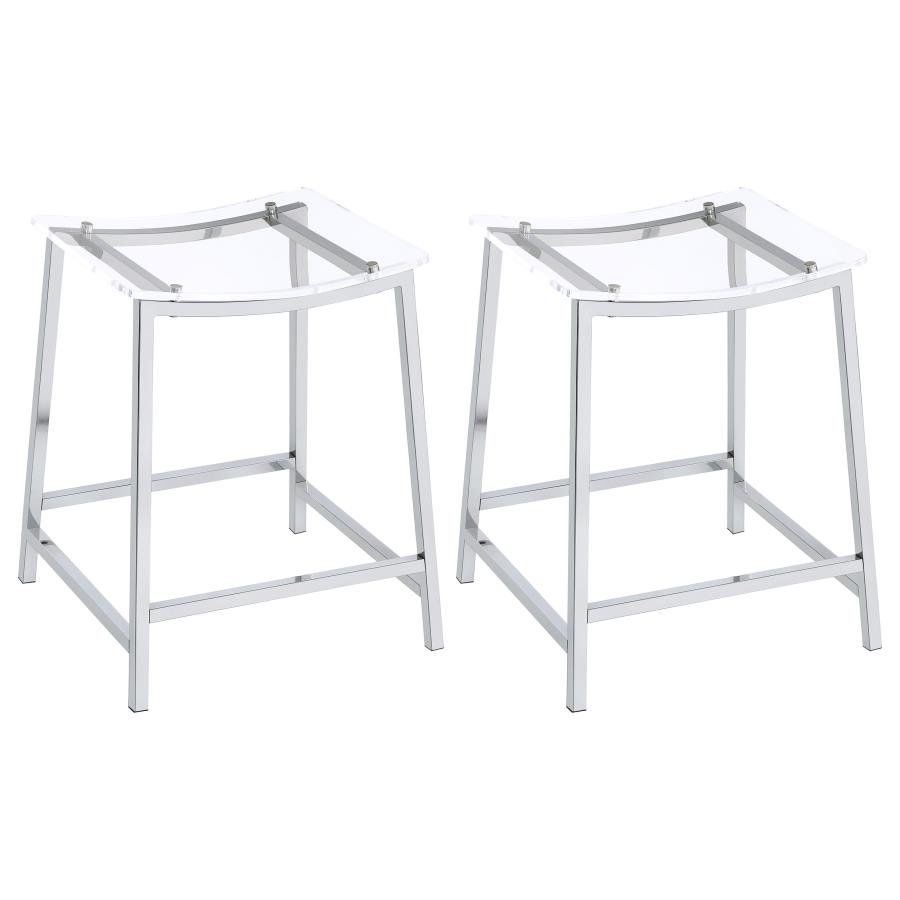 182358_001x900.jpg JOVANI ACRYLIC BACKLESS COUNTER STOOL CHROME (SET OF 2) - Image 1