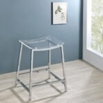 JOVANI ACRYLIC BACKLESS COUNTER STOOL CHROME (SET OF 2) - Image 2