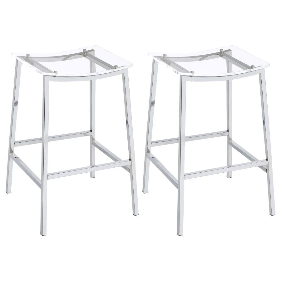 182359_001x900.jpg JOVANI ACRYLIC BACKLESS BAR STOOL CHROME (SET OF 2) - Image 1