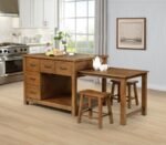 MAYFAIR 3-PIECE KITCHEN ISLAND WITH EXTENSION TABLE DARK OAK - Image 2