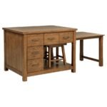 MAYFAIR 3-PIECE KITCHEN ISLAND WITH EXTENSION TABLE DARK OAK - Image 3