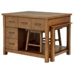 MAYFAIR 3-PIECE KITCHEN ISLAND WITH EXTENSION TABLE DARK OAK - Image 4