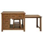 MAYFAIR 3-PIECE KITCHEN ISLAND WITH EXTENSION TABLE DARK OAK - Image 5