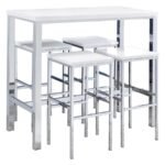 NATIVIDAD 5-PIECE PUB HEIGHT BAR TABLE SET WHITE HIGH GLOSS - Image 2
