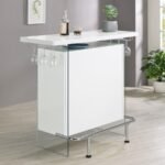 ACOSTA FREESTANDING HOME BAR WINE CABINET WHITE HIGH GLOSS - Image 2