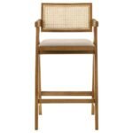 KANE WOVEN RATTAN WOOD BAR CHAIR LIGHT WALNUT (SET OF 2) - Image 4