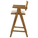 KANE WOVEN RATTAN WOOD BAR CHAIR LIGHT WALNUT (SET OF 2) - Image 6
