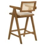 KANE WOVEN RATTAN WOOD BAR CHAIR LIGHT WALNUT (SET OF 2) - Image 7