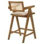 KANE WOVEN RATTAN WOOD BAR CHAIR LIGHT WALNUT (SET OF 2) - Image 8