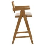KANE WOVEN RATTAN WOOD BAR CHAIR LIGHT WALNUT (SET OF 2) - Image 9