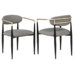 ALEXIS FABRIC UPHOLSTERED DINING ARM CHAIR GREY (SET OF 2)