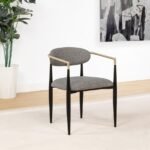 ALEXIS FABRIC UPHOLSTERED DINING ARM CHAIR GREY (SET OF 2) - Image 2