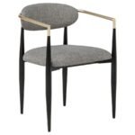 ALEXIS FABRIC UPHOLSTERED DINING ARM CHAIR GREY (SET OF 2) - Image 3