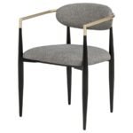 ALEXIS FABRIC UPHOLSTERED DINING ARM CHAIR GREY (SET OF 2) - Image 5