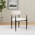 ALEXIS FABRIC UPHOLSTERED DINING ARM CHAIR BEIGE (SET OF 2) - Image 2