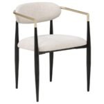 ALEXIS FABRIC UPHOLSTERED DINING ARM CHAIR BEIGE (SET OF 2) - Image 3