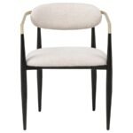 ALEXIS FABRIC UPHOLSTERED DINING ARM CHAIR BEIGE (SET OF 2) - Image 4