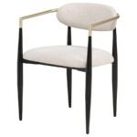 ALEXIS FABRIC UPHOLSTERED DINING ARM CHAIR BEIGE (SET OF 2) - Image 5