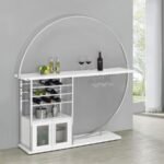 RISLEY 2-DOOR CIRCULAR LED WINE CABINET WHITE HIGH GLOSS - Image 2