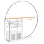 RISLEY 2-DOOR CIRCULAR LED WINE CABINET WHITE HIGH GLOSS - Image 4