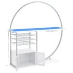 RISLEY 2-DOOR CIRCULAR LED WINE CABINET WHITE HIGH GLOSS - Image 5