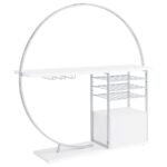 RISLEY 2-DOOR CIRCULAR LED WINE CABINET WHITE HIGH GLOSS - Image 8