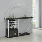 RISLEY 2-DOOR CIRCULAR LED WINE CABINET DARK CHARCOAL - Image 2