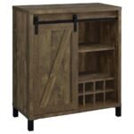 ARLINGTON SLIDING DOOR HOME BAR WINE CABINET RUSTIC OAK