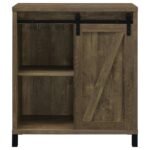 ARLINGTON SLIDING DOOR HOME BAR WINE CABINET RUSTIC OAK - Image 4