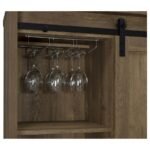 ARLINGTON SLIDING DOOR HOME BAR WINE CABINET RUSTIC OAK - Image 7