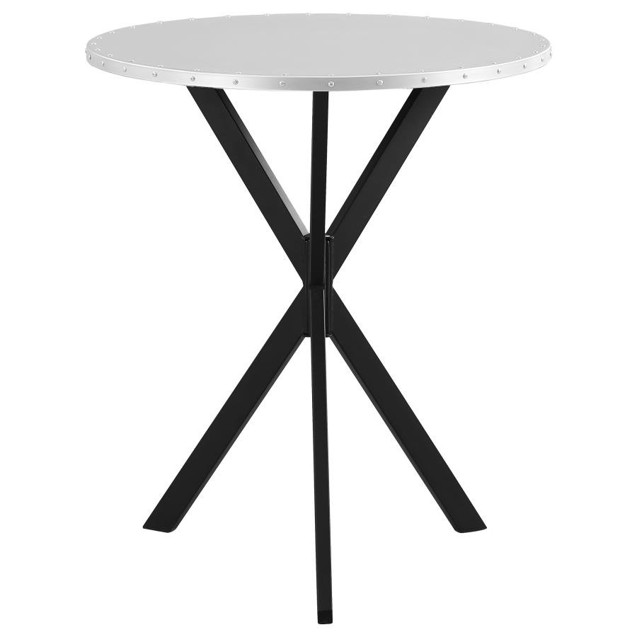 182861_03x900.jpg KENZO ROUND 32-INCH GALVANIZED STEEL BISTRO BAR TABLE SILVER - Image 1