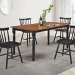 HOLLYOAK 5-PIECE RECTANGULAR DINING SET WALNUT AND BLACK