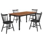 HOLLYOAK 5-PIECE RECTANGULAR DINING SET WALNUT AND BLACK - Image 2