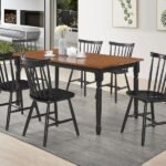 HOLLYOAK 7-PIECE RECTANGULAR DINING SET WALNUT AND BLACK