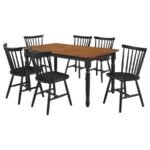 HOLLYOAK 7-PIECE RECTANGULAR DINING SET WALNUT AND BLACK - Image 2