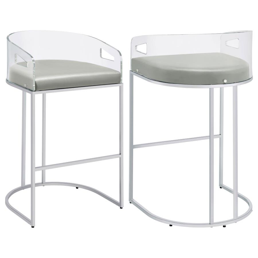 183406_001x900.jpg THERMOSOLIS CLEAR ACRYLIC BAR CHAIR CHROME (SET OF 2) - Image 1