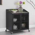 ARLETTE 2-DOOR MOBILE HOME BAR WINE CABINET SANDY BLACK - Image 2