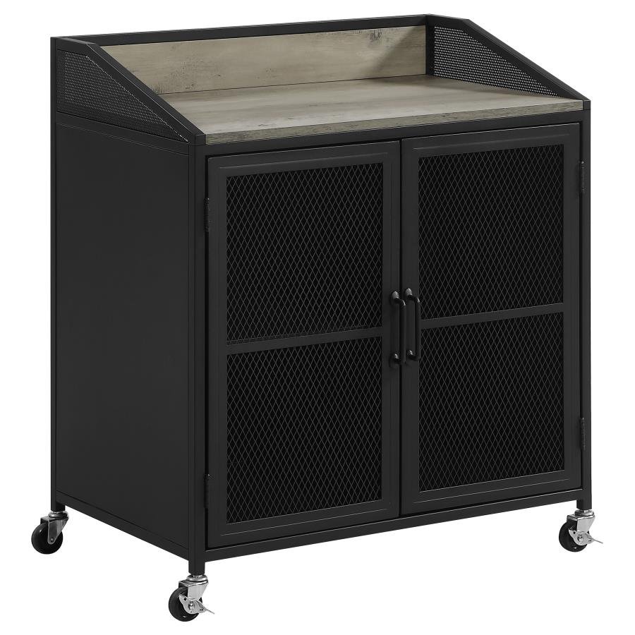 183476_02x900.jpg ARLETTE 2-DOOR MOBILE HOME BAR WINE CABINET SANDY BLACK - Image 1
