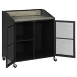 ARLETTE 2-DOOR MOBILE HOME BAR WINE CABINET SANDY BLACK - Image 3