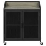 ARLETTE 2-DOOR MOBILE HOME BAR WINE CABINET SANDY BLACK - Image 4