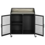 ARLETTE 2-DOOR MOBILE HOME BAR WINE CABINET SANDY BLACK - Image 5