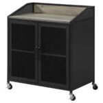 ARLETTE 2-DOOR MOBILE HOME BAR WINE CABINET SANDY BLACK - Image 6