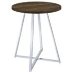BURKHART ROUND 35-INCH PUB HEIGHT BISTRO BAR TABLE BROWN OAK
