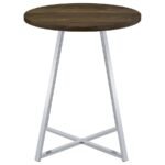BURKHART ROUND 35-INCH PUB HEIGHT BISTRO BAR TABLE BROWN OAK - Image 3