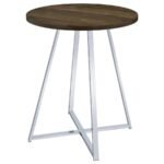 BURKHART ROUND 35-INCH PUB HEIGHT BISTRO BAR TABLE BROWN OAK - Image 4