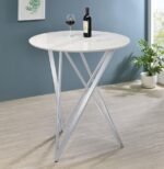BEXTER ROUND 35-INCH FAUX MARBLE BISTRO BAR TABLE CHROME - Image 2
