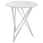 BEXTER ROUND 35-INCH FAUX MARBLE BISTRO BAR TABLE CHROME
