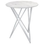 BEXTER ROUND 35-INCH FAUX MARBLE BISTRO BAR TABLE CHROME - Image 4