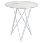 BEXTER ROUND 35-INCH FAUX MARBLE BISTRO BAR TABLE CHROME - Image 5